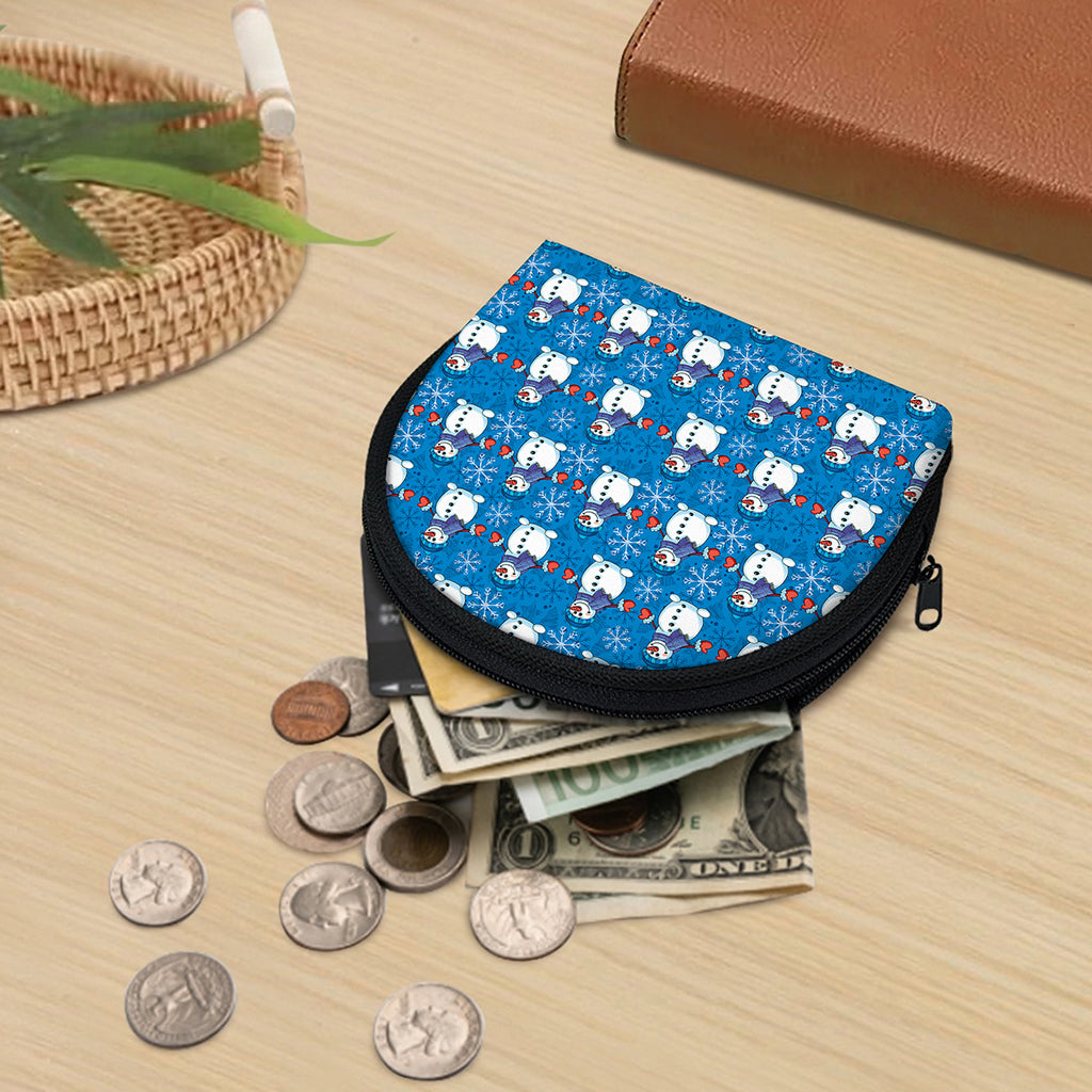 Winter Snowman Pattern Print Coin Purse
