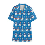 Winter Snowman Pattern Print Cotton Hawaiian Shirt
