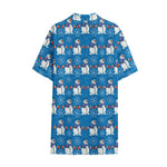 Winter Snowman Pattern Print Cotton Hawaiian Shirt