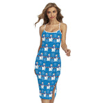 Winter Snowman Pattern Print Cross Back Cami Dress