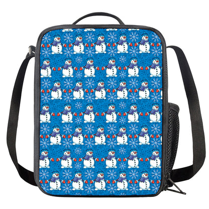 Winter Snowman Pattern Print Crossbody Lunch Bag
