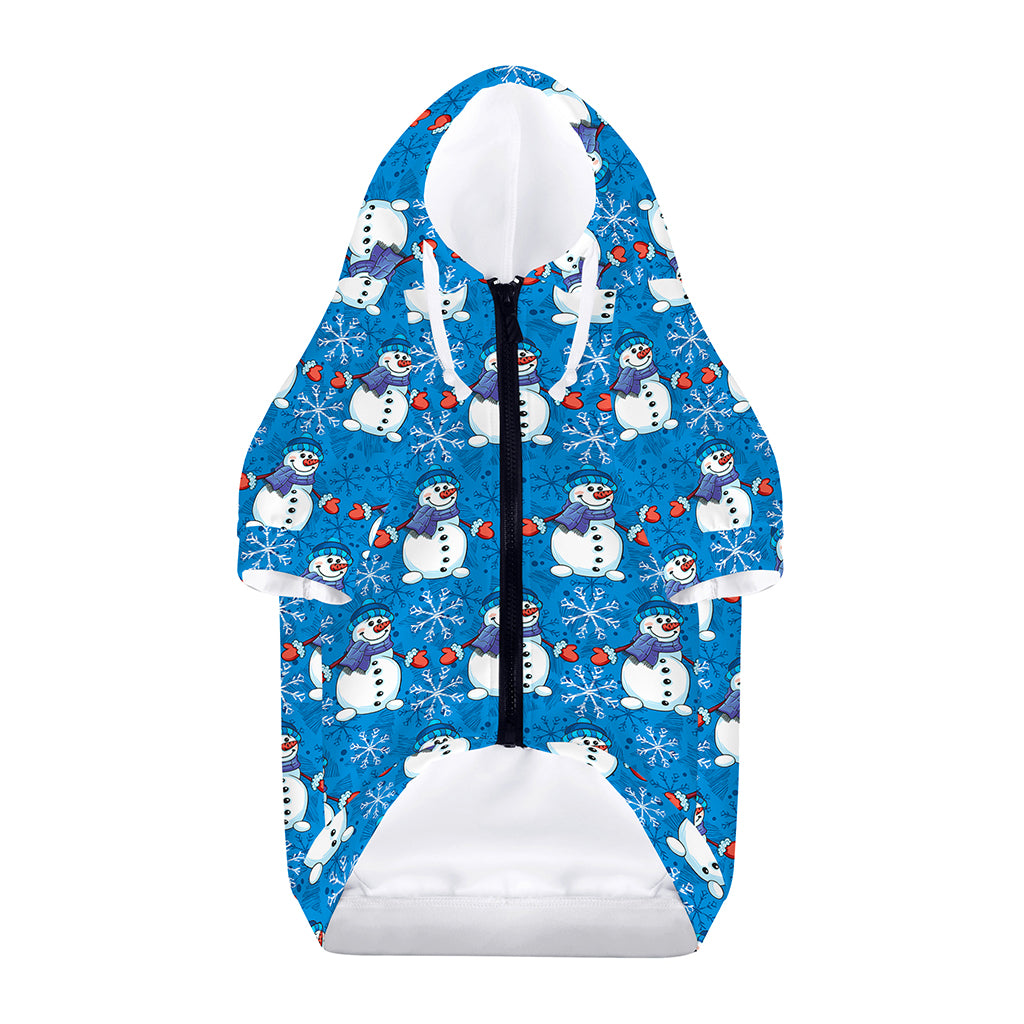 Winter Snowman Pattern Print Dog Zip Up Hoodie