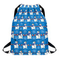 Winter Snowman Pattern Print Drawstring Backpack