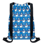 Winter Snowman Pattern Print Drawstring Backpack