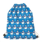 Winter Snowman Pattern Print Drawstring Bag