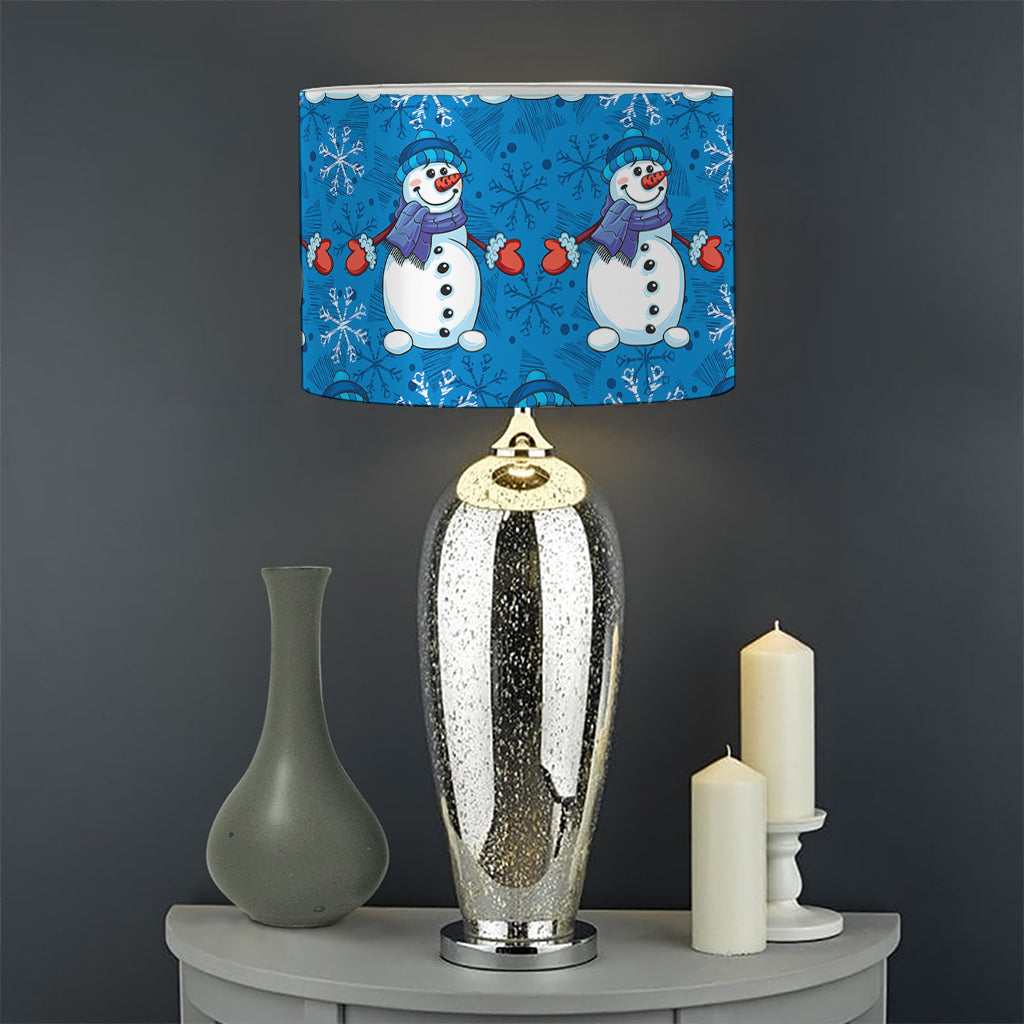 Winter Snowman Pattern Print Drum Lamp Shade