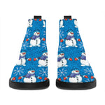 Winter Snowman Pattern Print Flat Ankle Boots