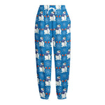 Winter Snowman Pattern Print Fleece Lined Knit Pants