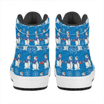 Winter Snowman Pattern Print High Top Leather Sneakers