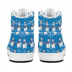 Winter Snowman Pattern Print High Top Leather Sneakers
