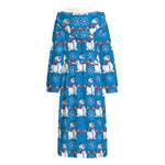 Winter Snowman Pattern Print Hooded Bathrobe
