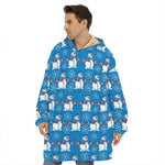 Winter Snowman Pattern Print Hoodie Blanket