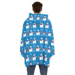 Winter Snowman Pattern Print Hoodie Blanket