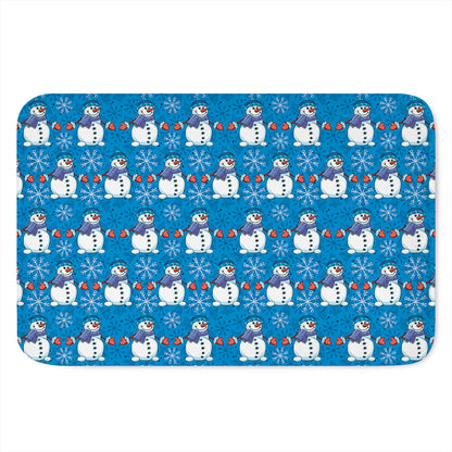 Winter Snowman Pattern Print Indoor Door Mat