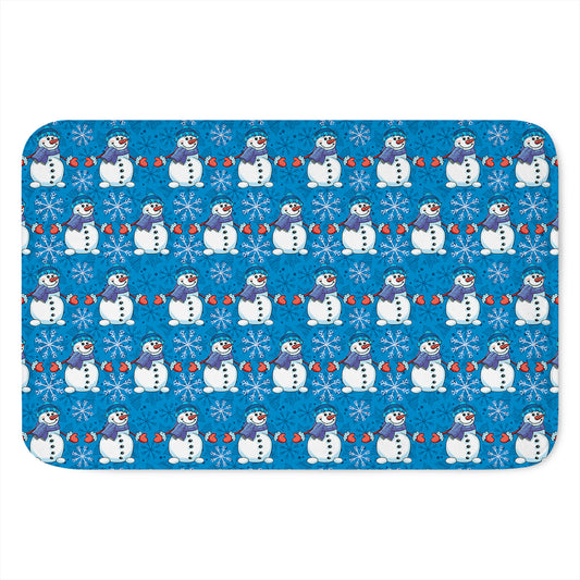 Winter Snowman Pattern Print Indoor Door Mat