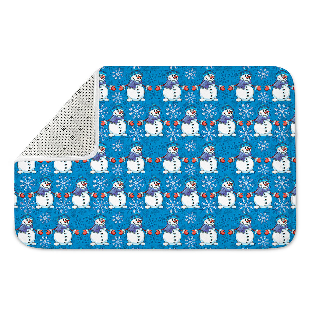 Winter Snowman Pattern Print Indoor Door Mat