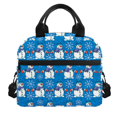 Winter Snowman Pattern Print Insulated Lunch Bag