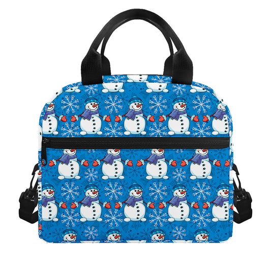 Winter Snowman Pattern Print Insulated Lunch Bag