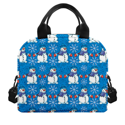 Winter Snowman Pattern Print Insulated Lunch Bag