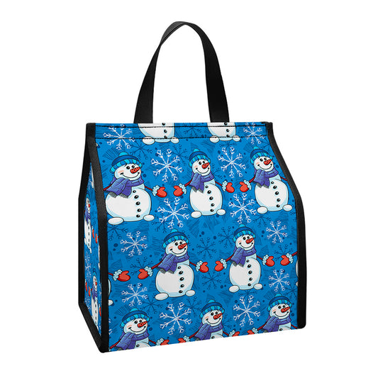 Winter Snowman Pattern Print Insulated Lunch Tote