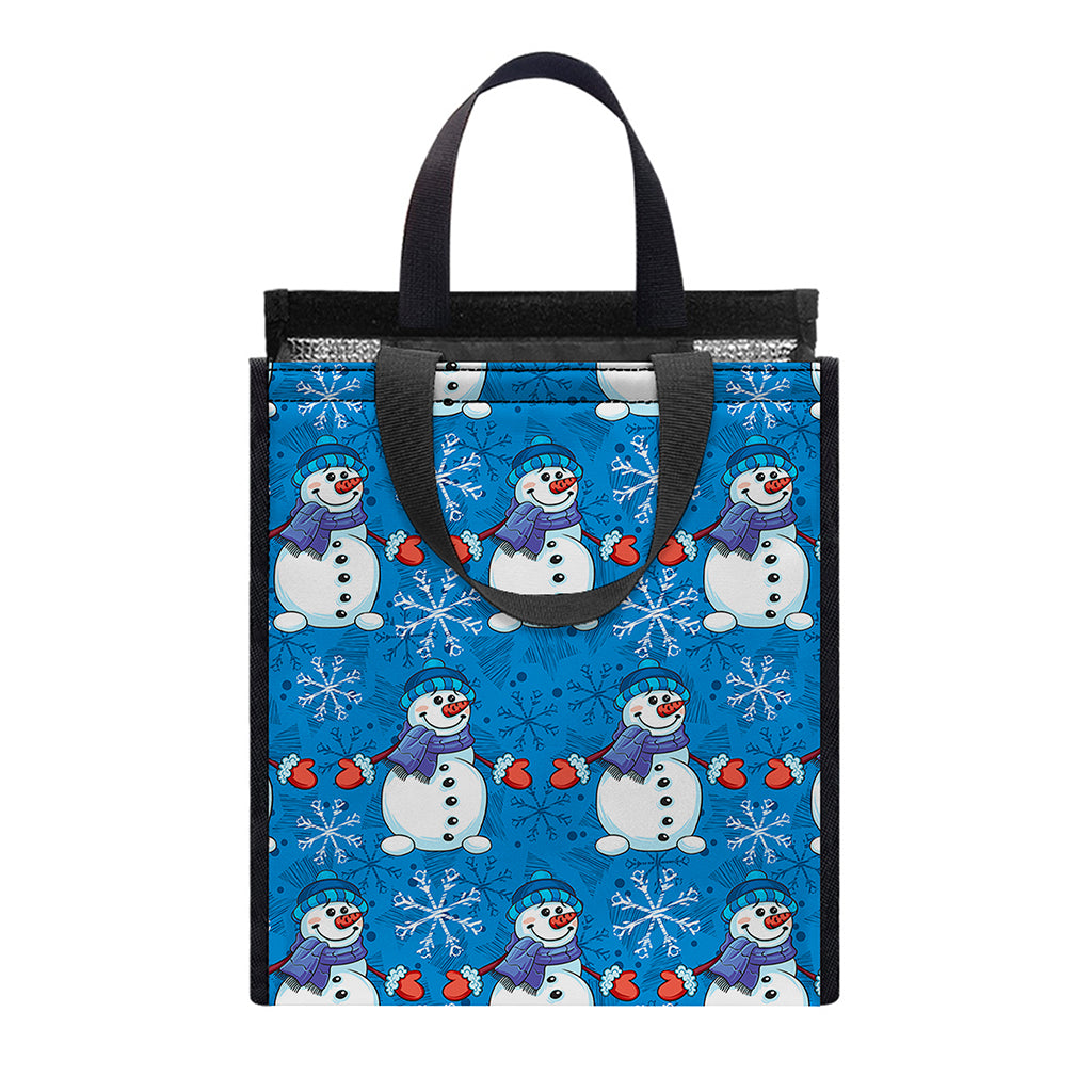 Winter Snowman Pattern Print Insulated Lunch Tote