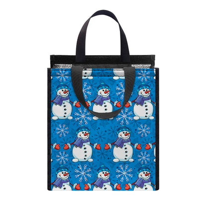Winter Snowman Pattern Print Insulated Lunch Tote
