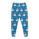 Winter Snowman Pattern Print Jogger Pants