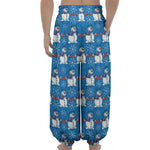 Winter Snowman Pattern Print Lantern Pants
