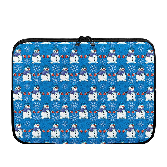 Winter Snowman Pattern Print Laptop Sleeve