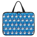 Winter Snowman Pattern Print Laptop Sleeve With Handle