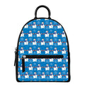 Winter Snowman Pattern Print Leather Backpack