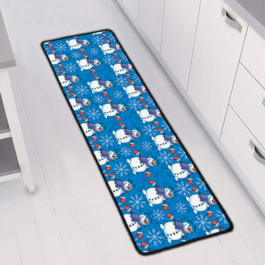 Winter Snowman Pattern Print Long Kitchen Mat