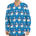Winter Snowman Pattern Print Long Sleeve Baseball Jersey