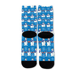 Winter Snowman Pattern Print Long Socks