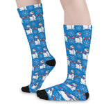 Winter Snowman Pattern Print Long Socks