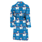 Winter Snowman Pattern Print Men's Bathrobe