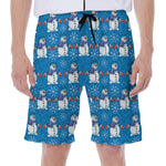 Winter Snowman Pattern Print Men's Beach Shorts