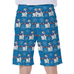 Winter Snowman Pattern Print Men's Beach Shorts
