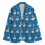 Winter Snowman Pattern Print Men's Blazer