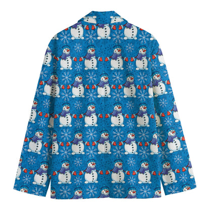 Winter Snowman Pattern Print Men's Blazer
