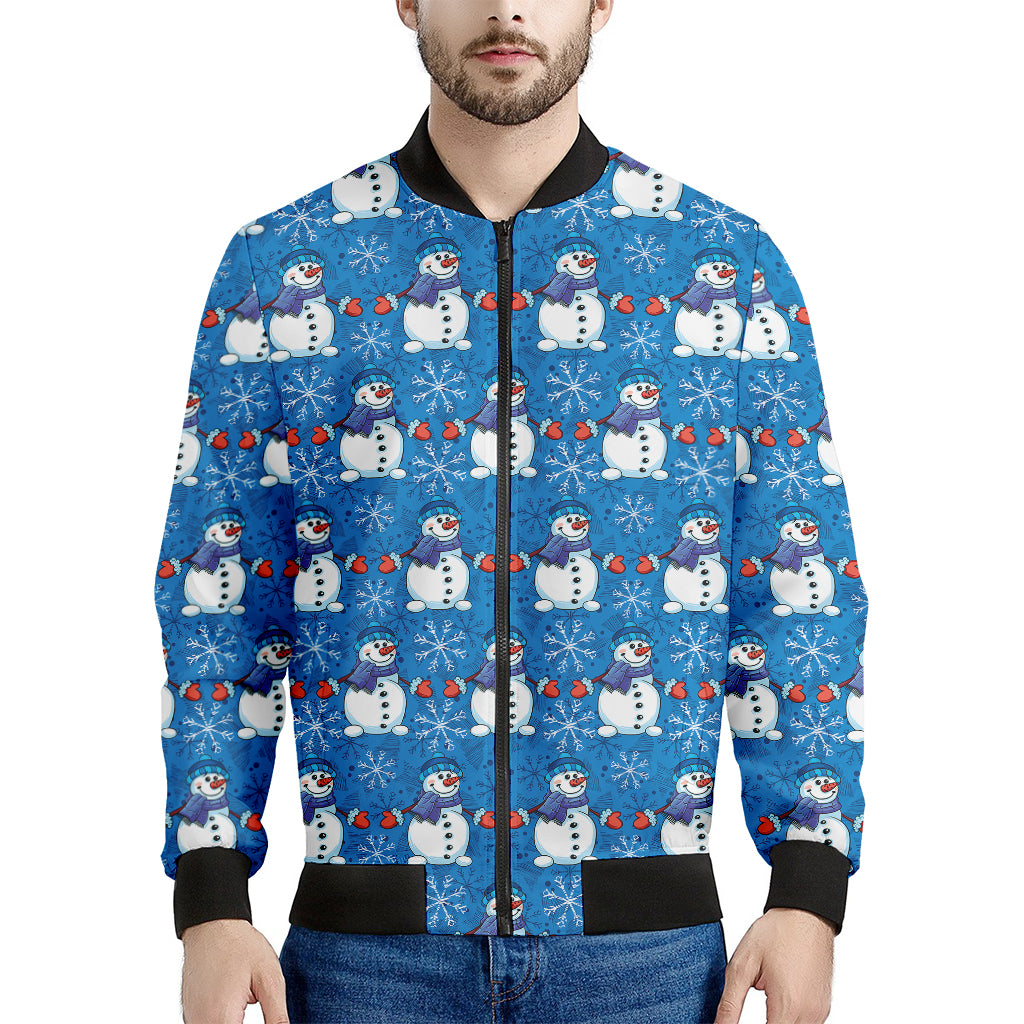 Winter Snowman Pattern Print Men's Bomber Jacket