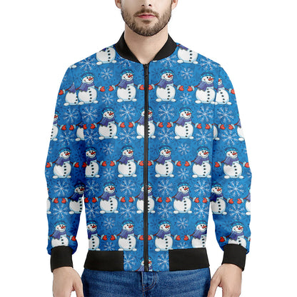 Winter Snowman Pattern Print Men's Bomber Jacket