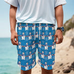 Winter Snowman Pattern Print Men's Cargo Shorts