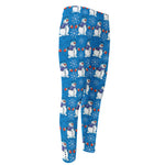 Winter Snowman Pattern Print Men's Compression Pants