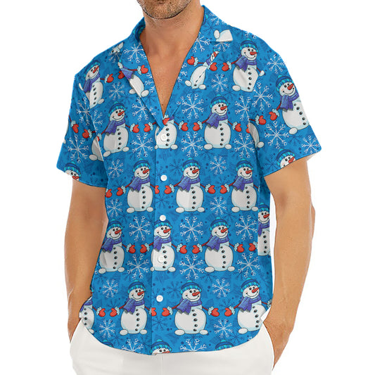 Winter Snowman Pattern Print Men's Deep V-Neck Shirt