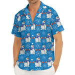 Winter Snowman Pattern Print Men's Deep V-Neck Shirt