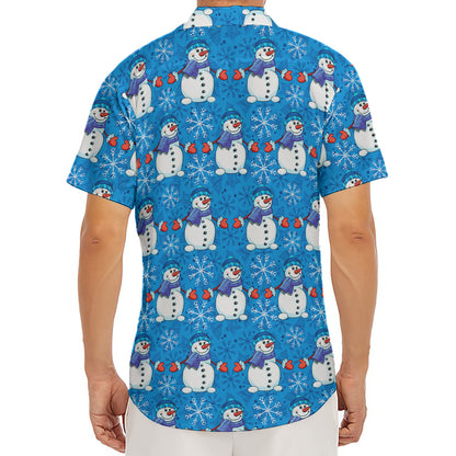 Winter Snowman Pattern Print Men's Deep V-Neck Shirt