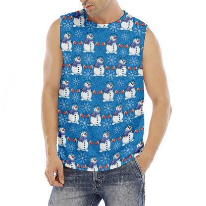 Winter Snowman Pattern Print Men's Fitness Tank Top