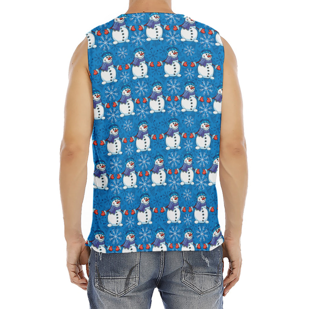 Winter Snowman Pattern Print Men's Fitness Tank Top
