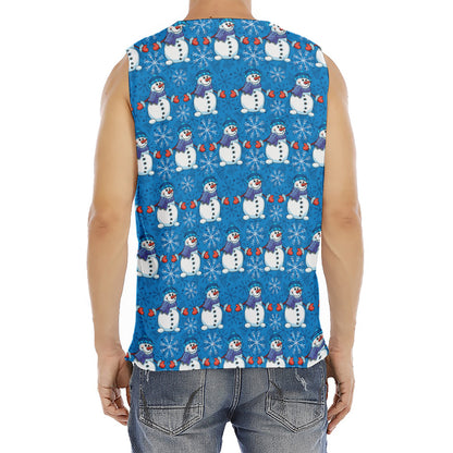 Winter Snowman Pattern Print Men's Fitness Tank Top